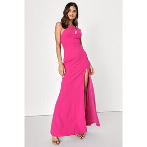 Lulus Divinely Dynamite Magenta One-shoulder Maxi Dress Pink - Size S